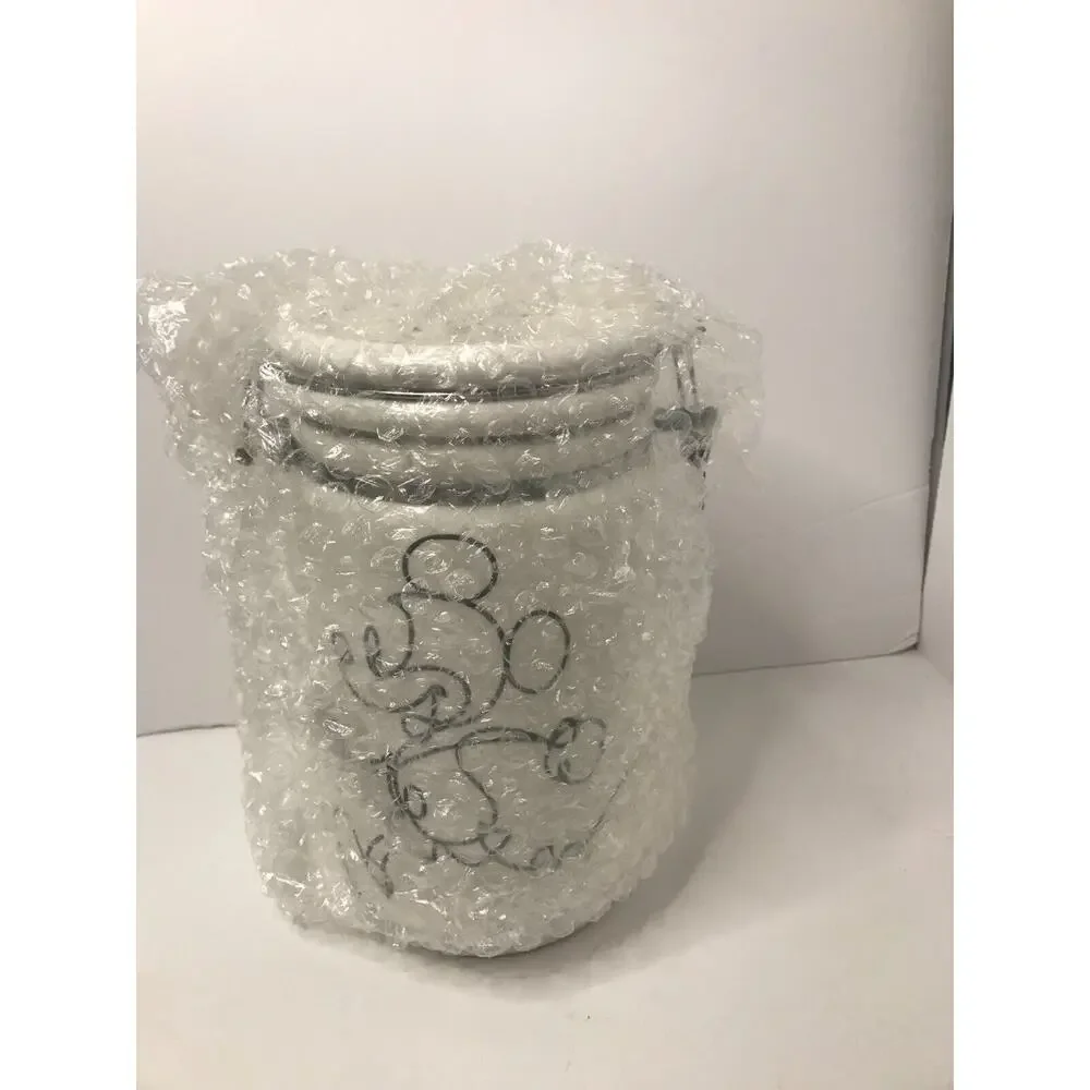 Disney Mickey Mouse 8” Linear Hinge Cookie Jar Canister Container Black White N